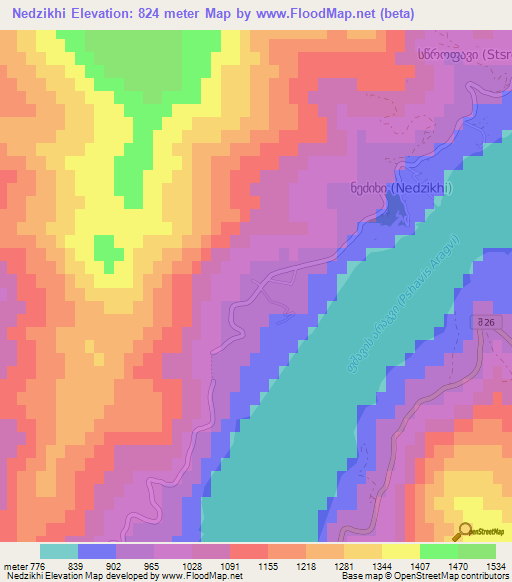 Nedzikhi,Georgia Elevation Map