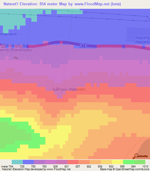 Natsret'i,Georgia Elevation Map