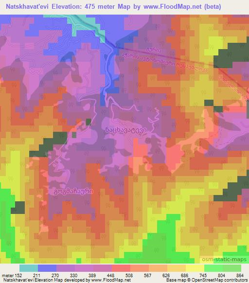Natskhavat'evi,Georgia Elevation Map