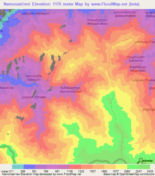 Namonast'revi,Georgia Elevation Map