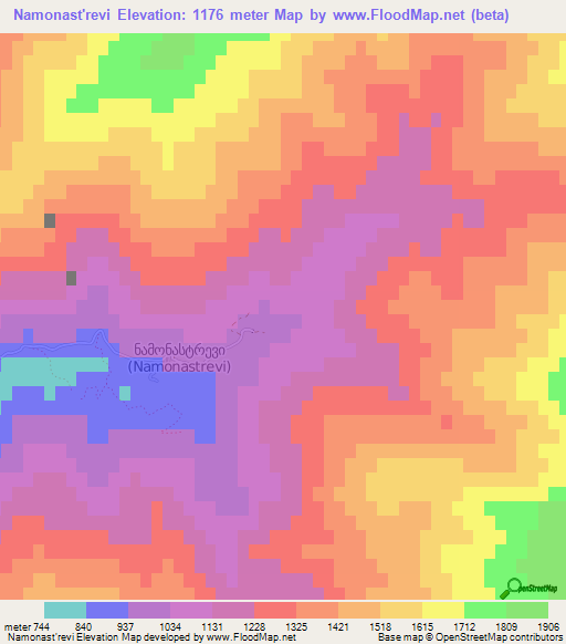 Namonast'revi,Georgia Elevation Map