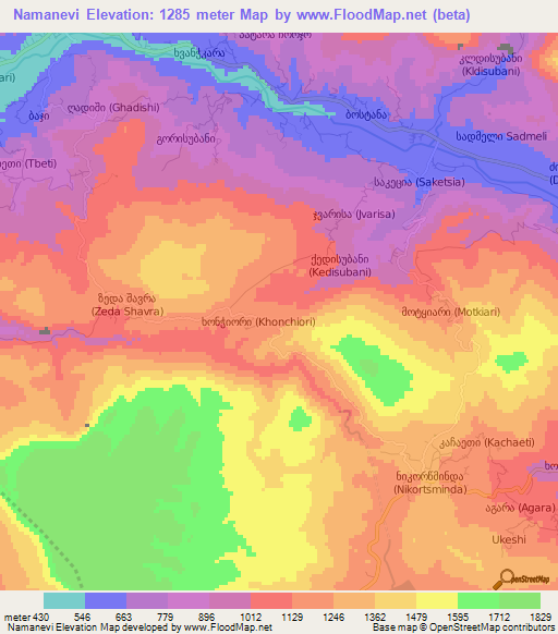 Namanevi,Georgia Elevation Map