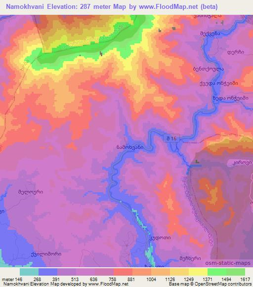 Namokhvani,Georgia Elevation Map