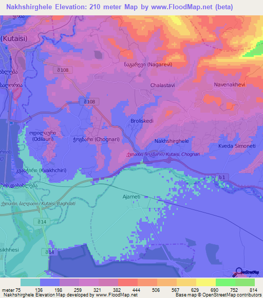 Nakhshirghele,Georgia Elevation Map