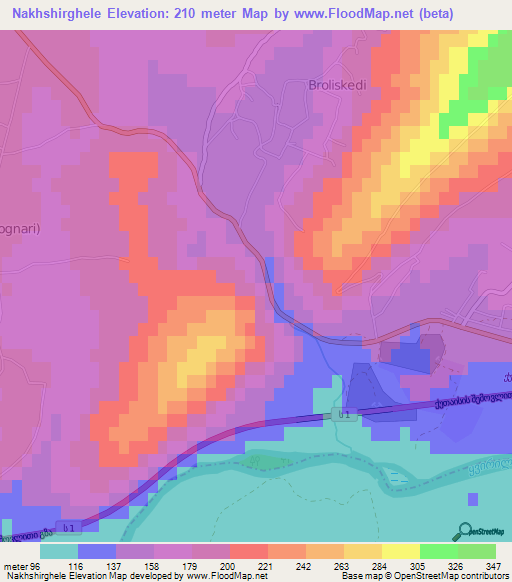 Nakhshirghele,Georgia Elevation Map