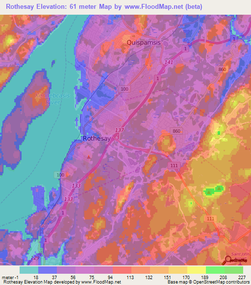 Rothesay,Canada Elevation Map