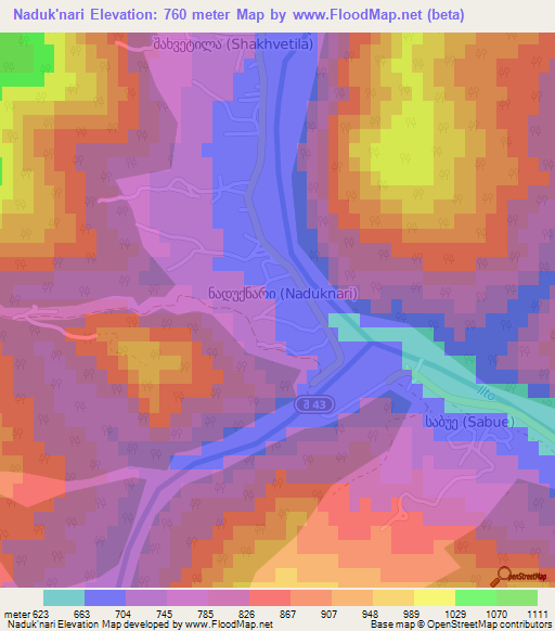 Naduk'nari,Georgia Elevation Map