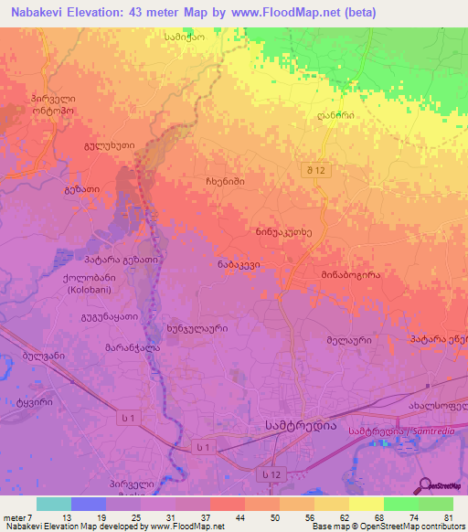 Nabakevi,Georgia Elevation Map