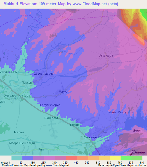 Mukhuri,Georgia Elevation Map