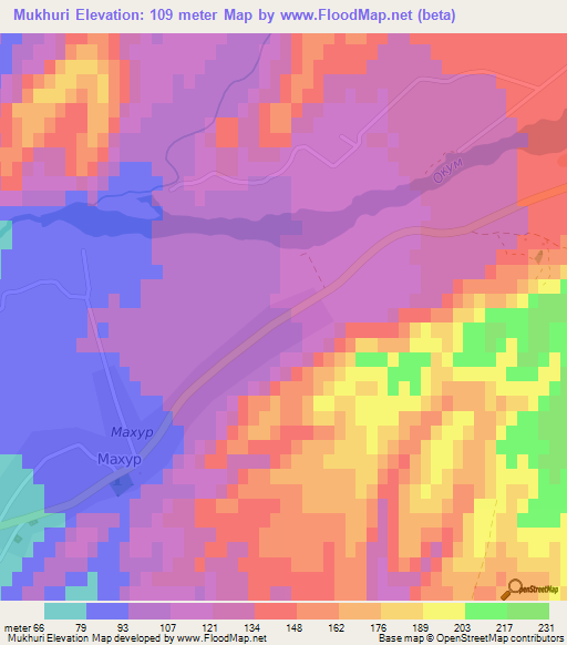 Mukhuri,Georgia Elevation Map
