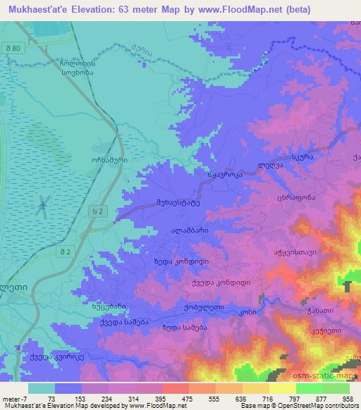 Mukhaest'at'e,Georgia Elevation Map