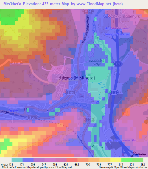 Mts'khet'a,Georgia Elevation Map