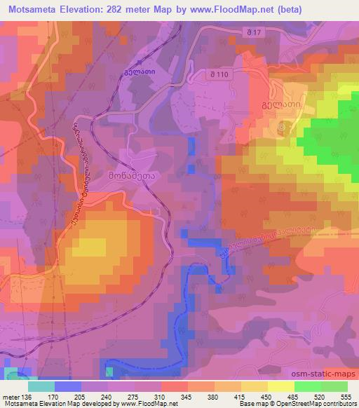 Motsameta,Georgia Elevation Map