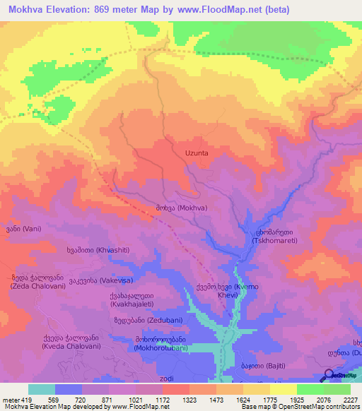 Mokhva,Georgia Elevation Map