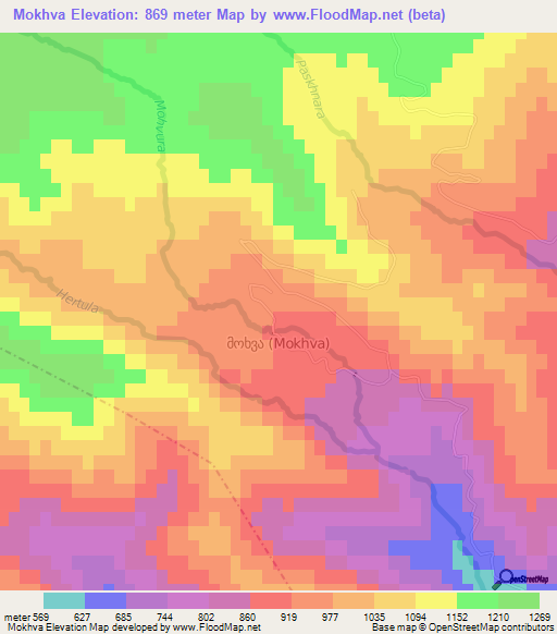Mokhva,Georgia Elevation Map