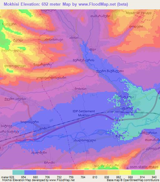 Mokhisi,Georgia Elevation Map