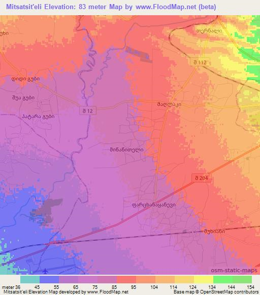 Mitsatsit'eli,Georgia Elevation Map