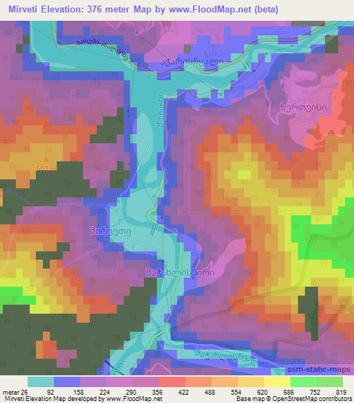 Mirveti,Georgia Elevation Map
