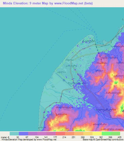 Minda,Georgia Elevation Map