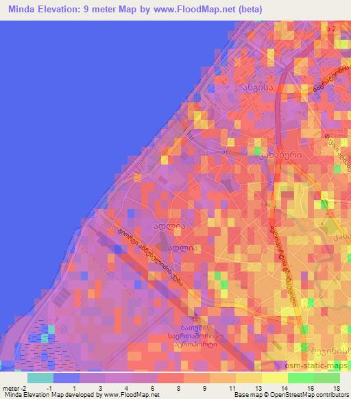 Minda,Georgia Elevation Map