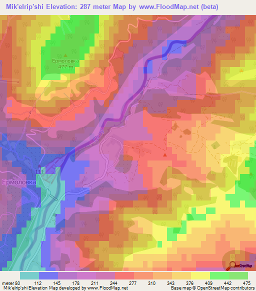 Mik'elrip'shi,Georgia Elevation Map