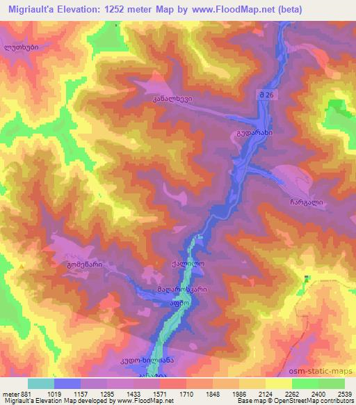Migriault'a,Georgia Elevation Map