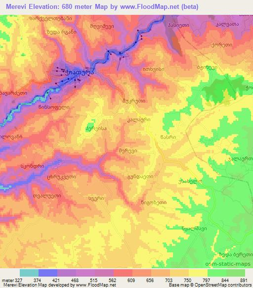 Merevi,Georgia Elevation Map