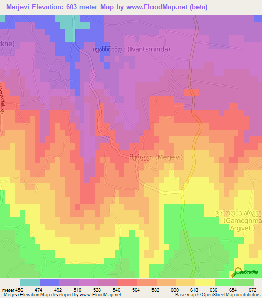 Merjevi,Georgia Elevation Map