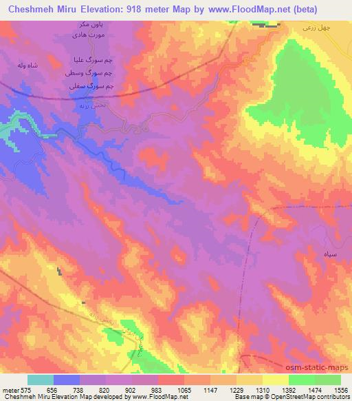 Cheshmeh Miru,Iran Elevation Map
