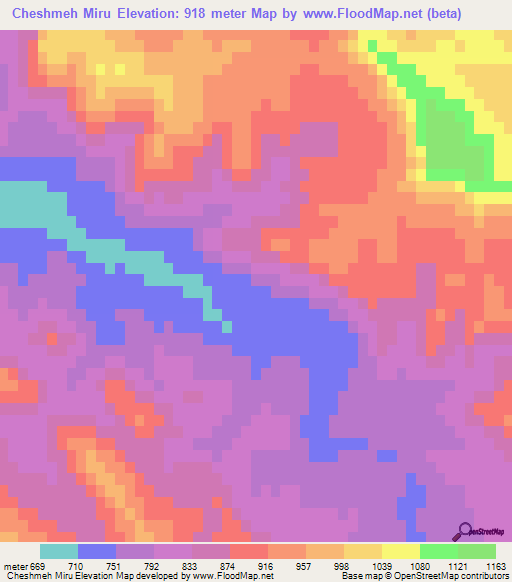 Cheshmeh Miru,Iran Elevation Map