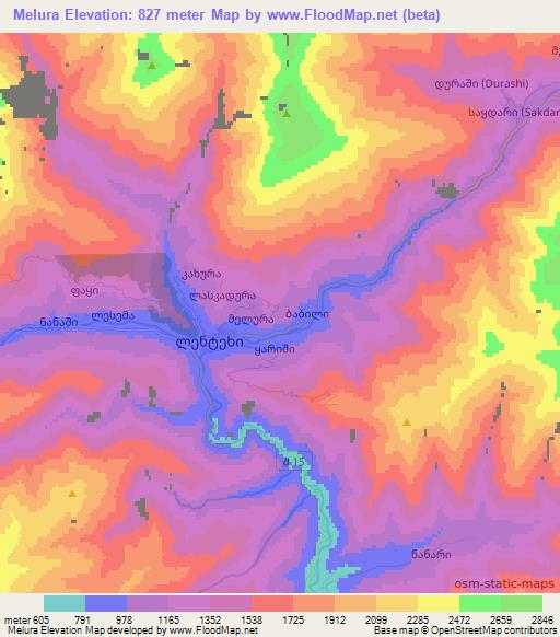 Melura,Georgia Elevation Map