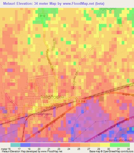 Melauri,Georgia Elevation Map