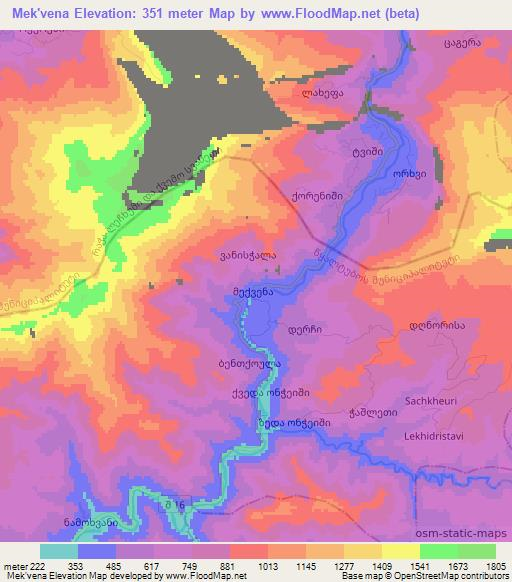 Mek'vena,Georgia Elevation Map