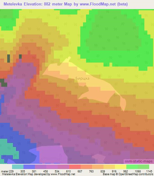 Metelevka,Georgia Elevation Map