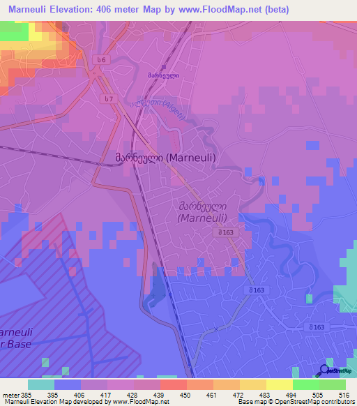 Marneuli,Georgia Elevation Map