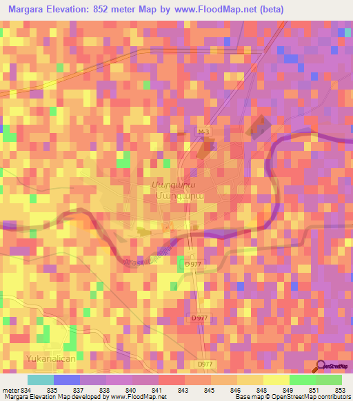 Margara,Armenia Elevation Map