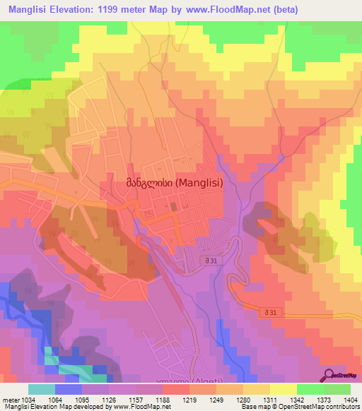 Manglisi,Georgia Elevation Map