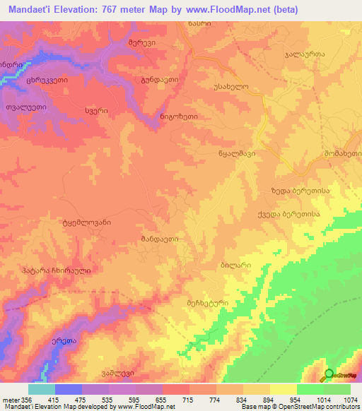Mandaet'i,Georgia Elevation Map