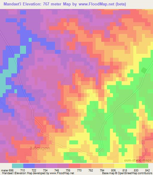 Mandaet'i,Georgia Elevation Map