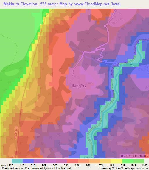 Makhura,Georgia Elevation Map