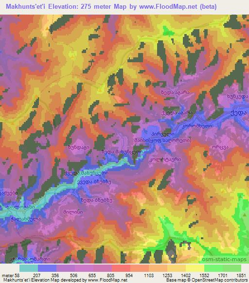 Makhunts'et'i,Georgia Elevation Map