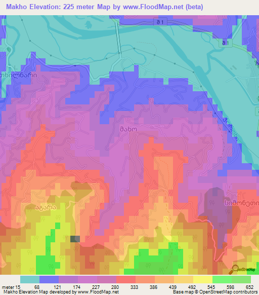 Makho,Georgia Elevation Map