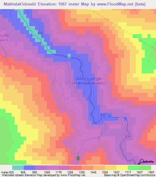 Makhalak'idzeebi,Georgia Elevation Map