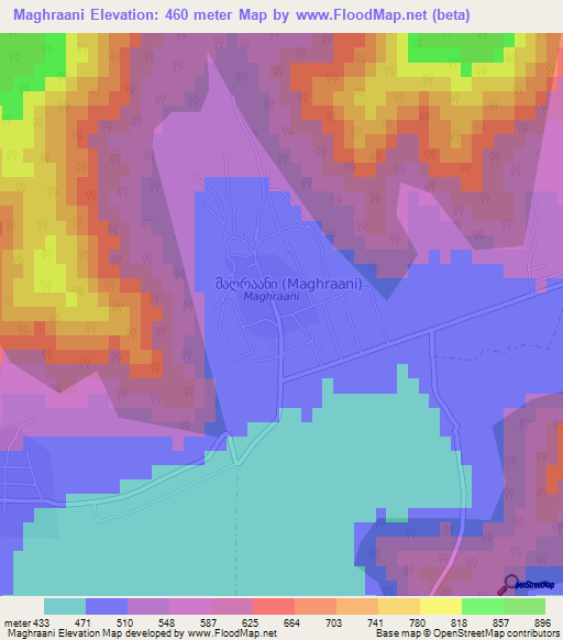 Maghraani,Georgia Elevation Map