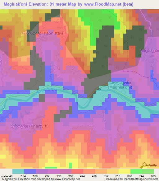 Maghlak'oni,Georgia Elevation Map