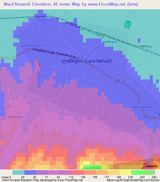 Mach'khvareti,Georgia Elevation Map