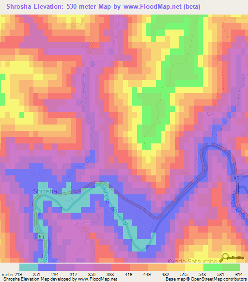 Shrosha,Georgia Elevation Map
