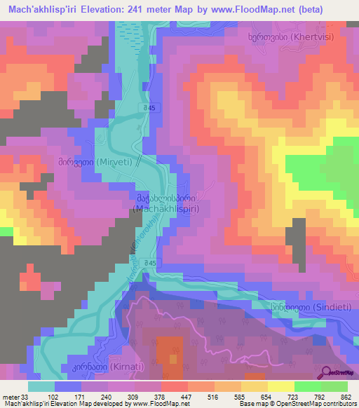 Mach'akhlisp'iri,Georgia Elevation Map