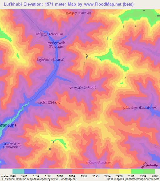 Lut'khubi,Georgia Elevation Map