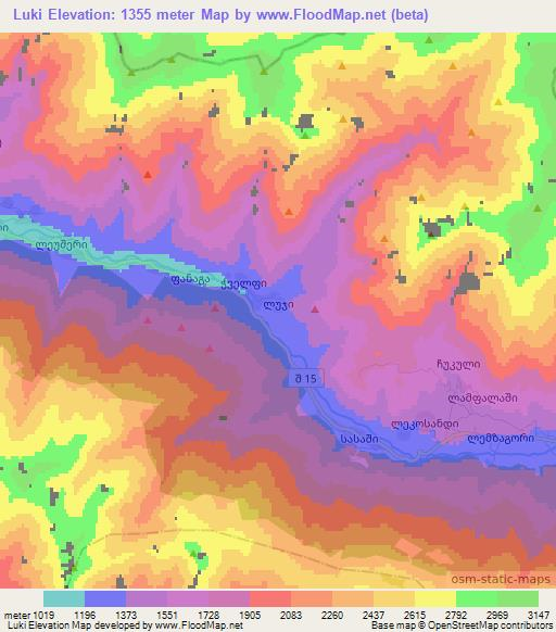 Luki,Georgia Elevation Map